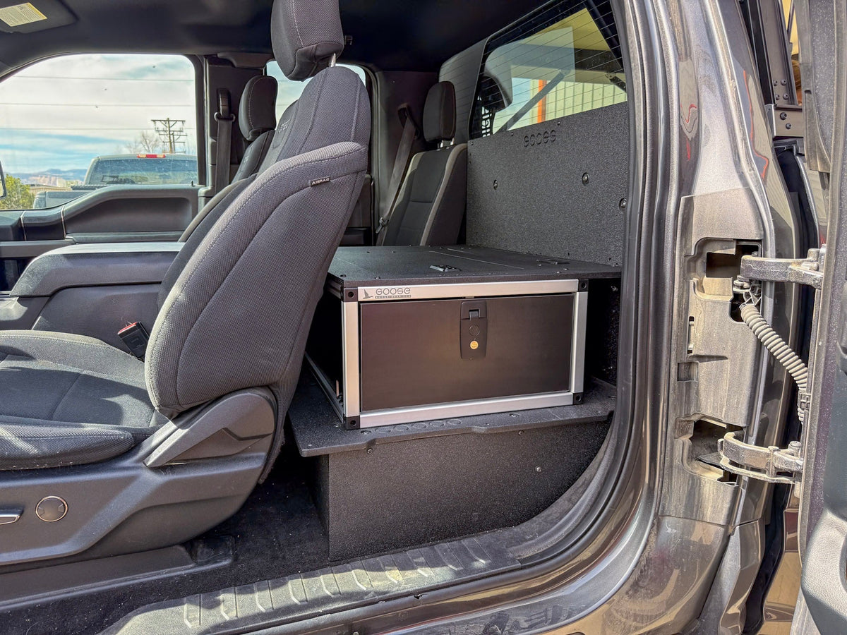 Goose Gear Ford F150 2015–Present 13th 14th Gen Super Cab without the center mounted B&O Subwoofer | Single Drawer…