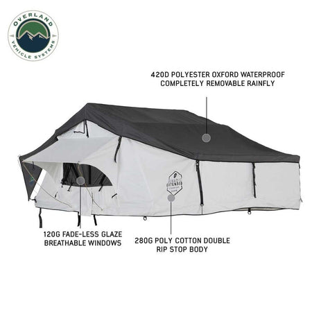 OVS HD Nomadic 3-Person Arctic White Extended Soft Shell Roof Top Tent